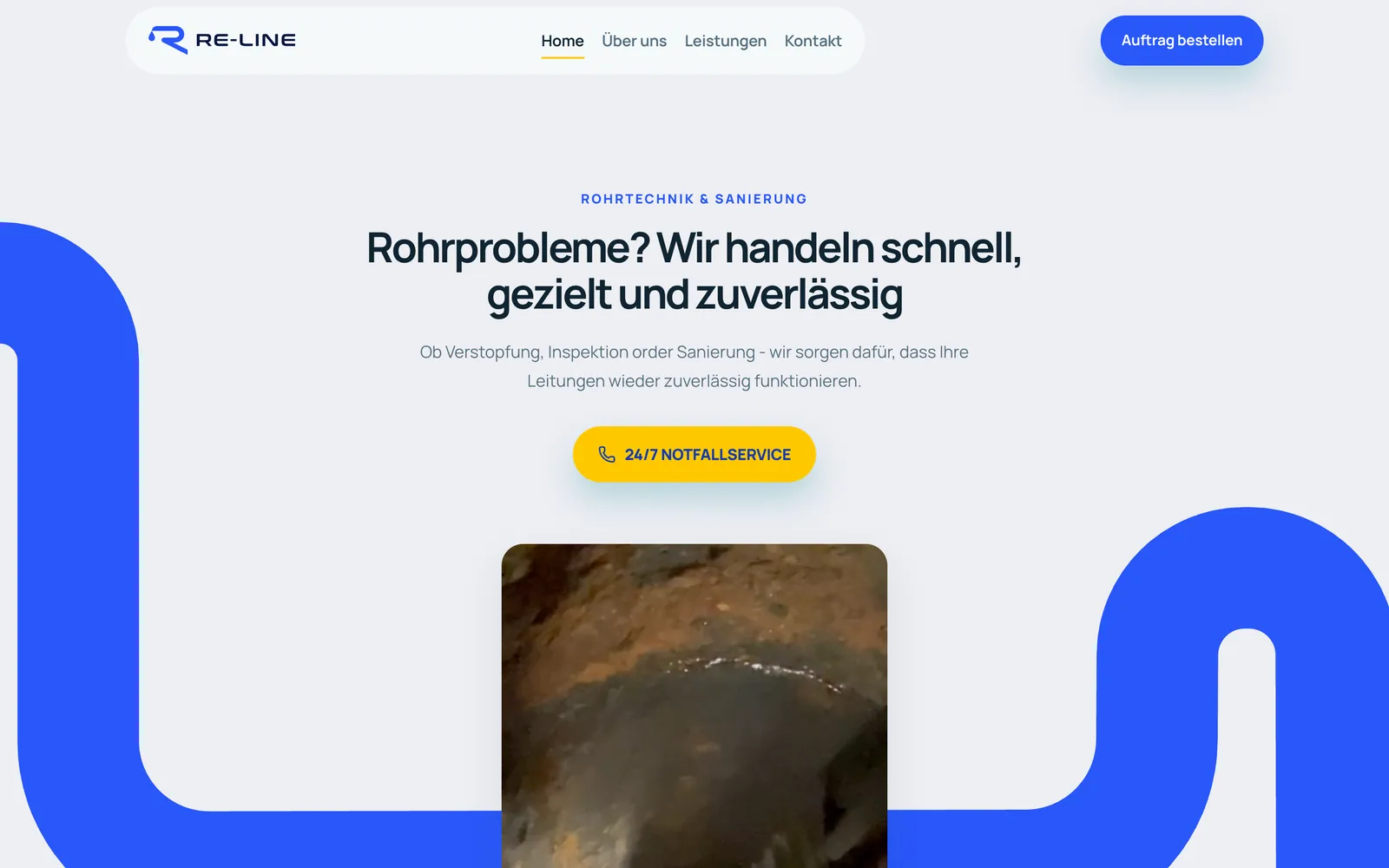 Startseite der Website von Re-Line Kanalservice auf Desktop und Smartphone